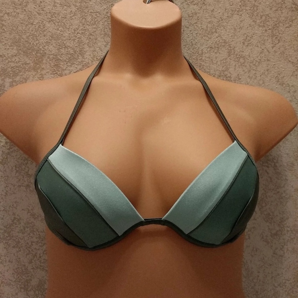 Shade & Shore Green Padded Push Up Bikini Top
